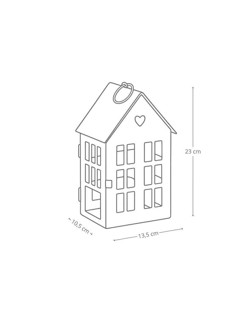 Farol para vela con forma de casa de metal color blanco • 13,5 × 10,5 × 23 cm gaia hogar 2374020 m.webp