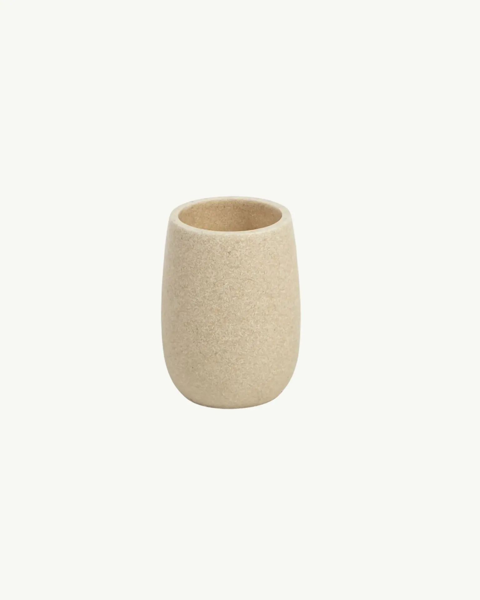 Vaso de baño de poliresina color arena • 8 × 8 × 10,5 cm