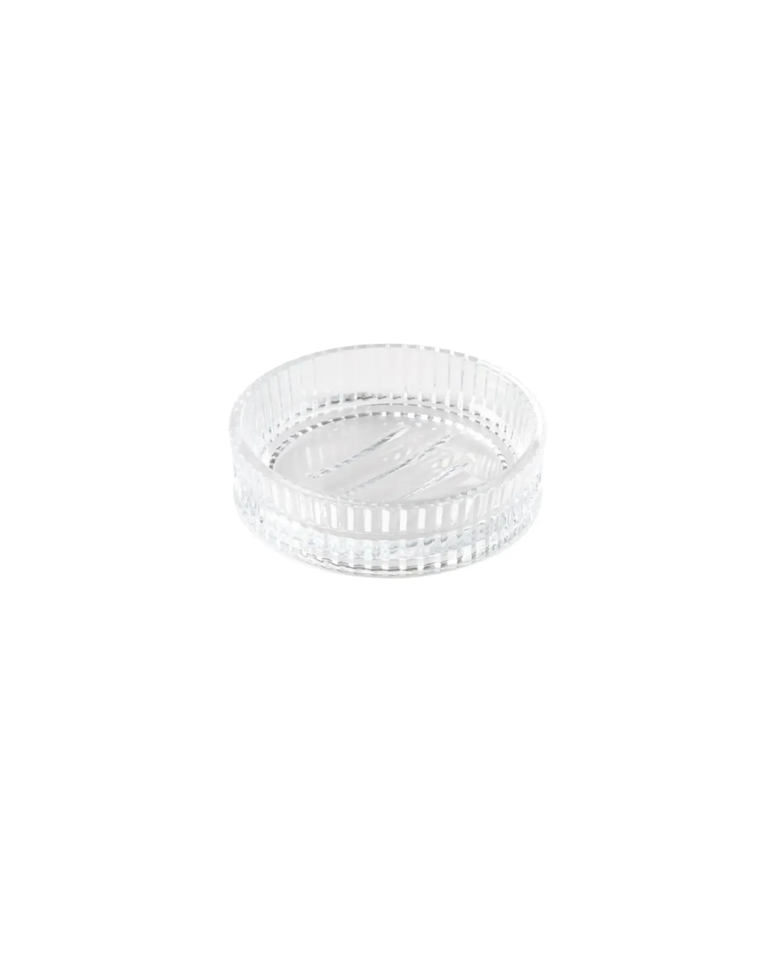 Jabonera de vidrio transparente estriado • Ø 11 × 2,8 cm