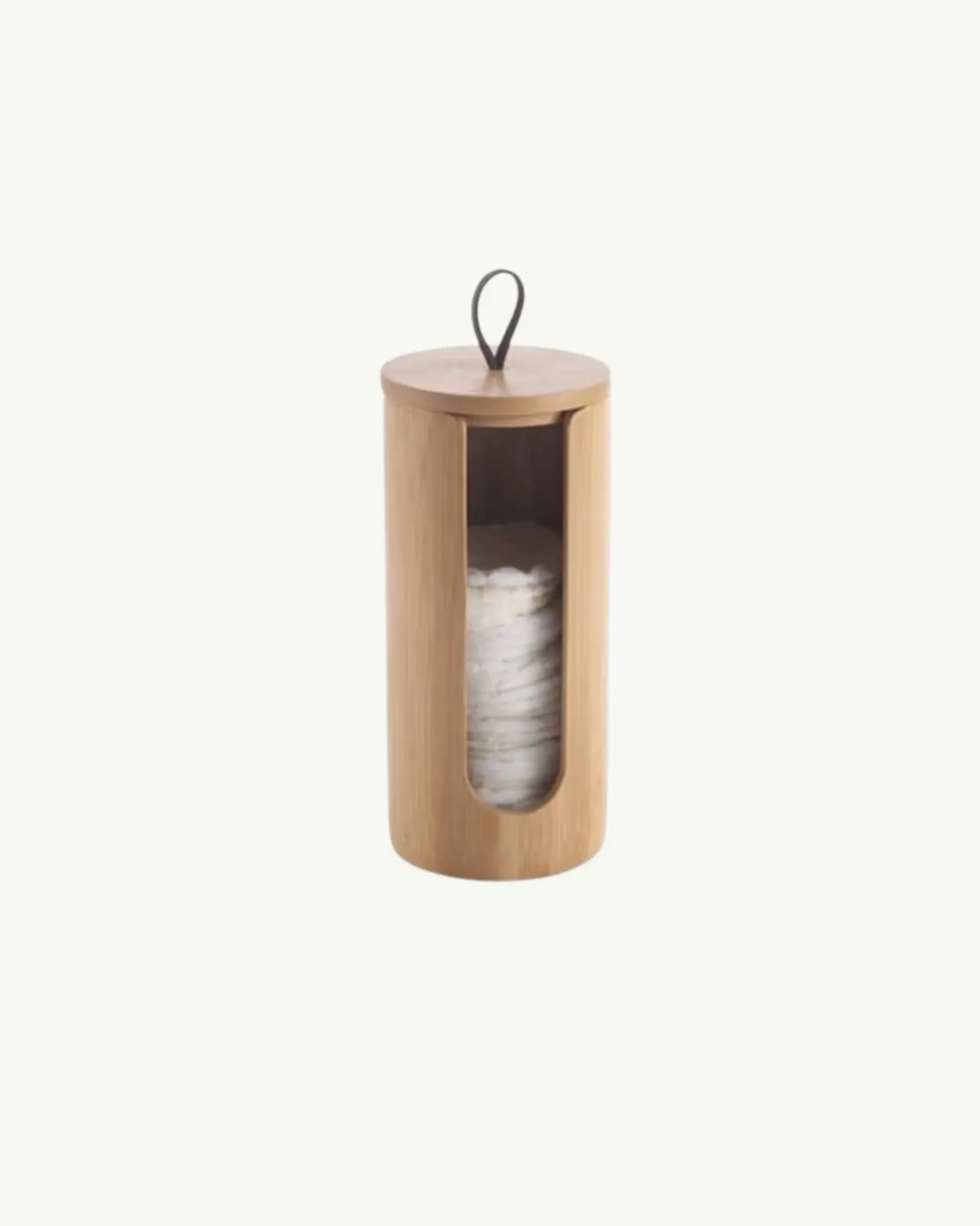 Caja organizadora para algodones de bambú con tapa • Ø 8 × 17,5 cm