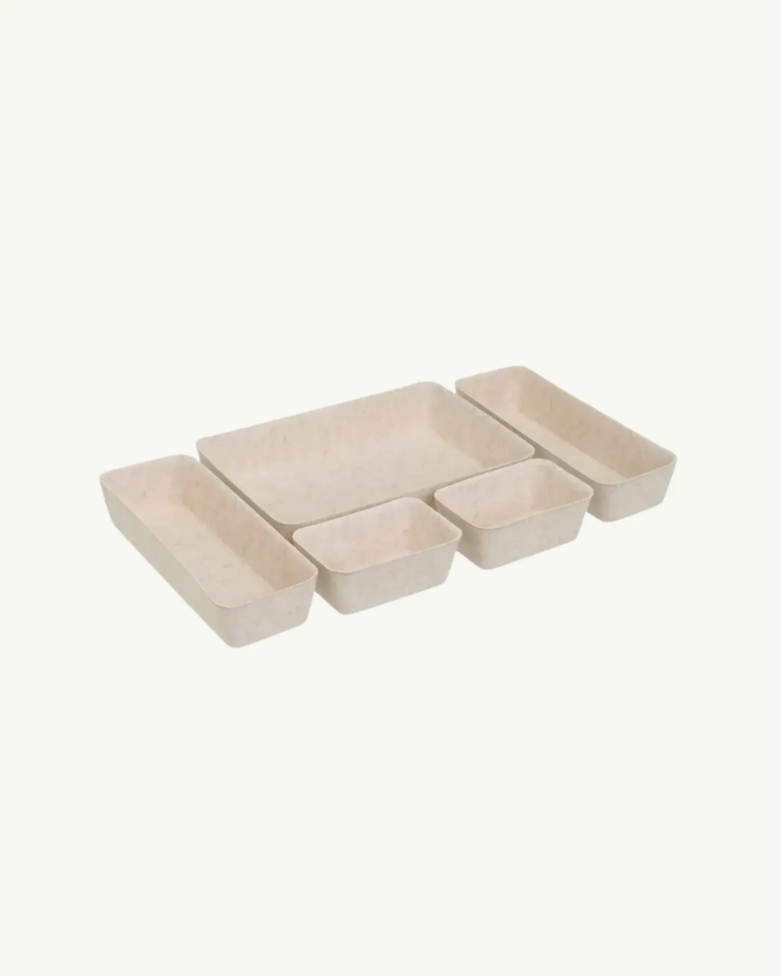 Set de 5 cestas rectangulares de fieltro beige