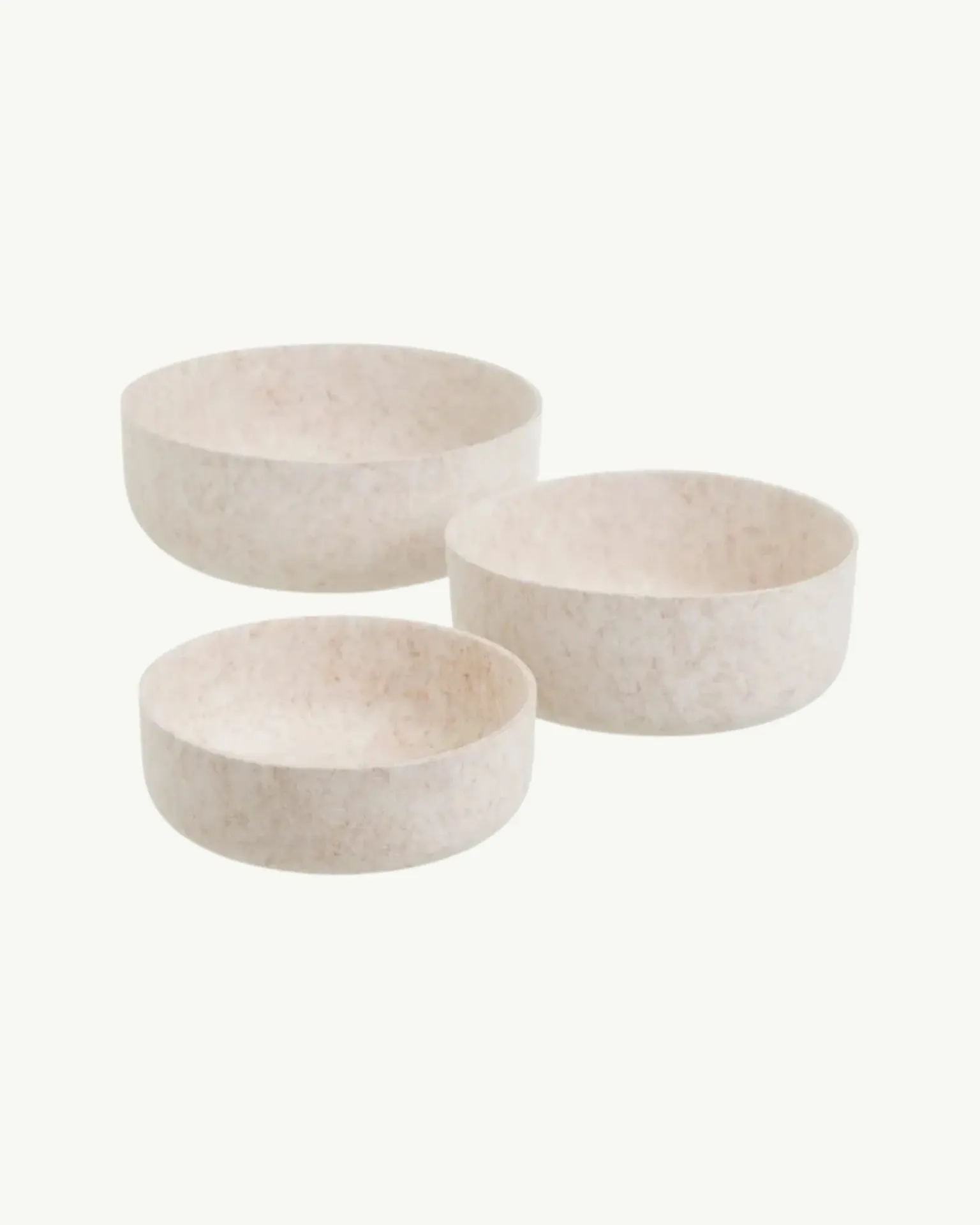 Set de 3 cestas redondas de fieltro beige
